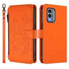For Nokia X30 5G Butterfly Love Flower Multi-card Zipper Wallet Leather Phone Case(Orange) - 2