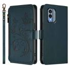 For Nokia X30 5G Butterfly Love Flower Multi-card Zipper Wallet Leather Phone Case(Dark Green) - 2