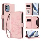 For Nokia X30 5G Butterfly Love Flower Multi-card Zipper Wallet Leather Phone Case(Pink) - 1