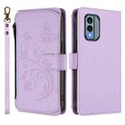 For Nokia X30 5G Butterfly Love Flower Multi-card Zipper Wallet Leather Phone Case(Light Purple) - 2
