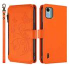 For Nokia C12 Butterfly Love Flower Multi-card Zipper Wallet Leather Phone Case(Orange) - 2