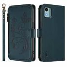 For Nokia C12 Butterfly Love Flower Multi-card Zipper Wallet Leather Phone Case(Dark Green) - 2