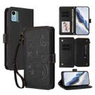 For Nokia C12 Butterfly Love Flower Multi-card Zipper Wallet Leather Phone Case(Black) - 1