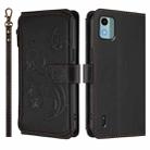 For Nokia C12 Butterfly Love Flower Multi-card Zipper Wallet Leather Phone Case(Black) - 2