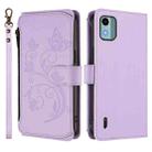 For Nokia C12 Butterfly Love Flower Multi-card Zipper Wallet Leather Phone Case(Light Purple) - 2