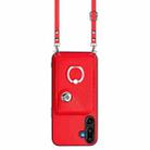 For Samsung Galaxy M16 5G / F16 5G Organ Card Bag Ring Holder Phone Case with Long Lanyard(Red) - 2