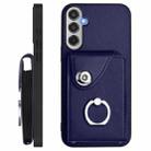 For Samsung Galaxy M35 5G Organ Card Bag Ring Holder Phone Case with Long Lanyard(Blue) - 3