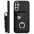 For Samsung Galaxy M35 5G Organ Card Bag Ring Holder Phone Case with Long Lanyard(Black) - 3