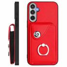 For Samsung Galaxy M35 5G Organ Card Bag Ring Holder Phone Case with Long Lanyard(Red) - 3
