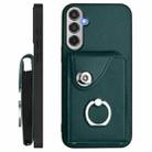 For Samsung Galaxy M35 5G Organ Card Bag Ring Holder Phone Case with Long Lanyard(Green) - 3