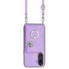 For Samsung Galaxy M56 5G Organ Card Bag Ring Holder Phone Case with Long Lanyard(Purple) - 2