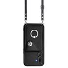 For Samsung Galaxy M56 5G Organ Card Bag Ring Holder Phone Case with Long Lanyard(Black) - 2