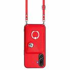 For Samsung Galaxy M56 5G Organ Card Bag Ring Holder Phone Case with Long Lanyard(Red) - 2