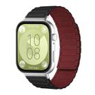 For Huawei Watch Fit4 / Fit4 Pro / Fit3 xDfind I-shaped Magnetic Silicone Watch Band(Black Wine Red) - 1