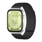 For Huawei Watch Fit4 / Fit4 Pro / Fit3 xDfind I-shaped Magnetic Silicone Watch Band(Black) - 1