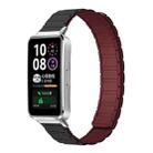 For Huawei Band 10 / 9 / 8 xDfind I-shaped Magnetic Silicone Watch Band(Black Wine Red) - 1