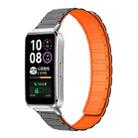 For Huawei Band 10 / 9 / 8 xDfind I-shaped Magnetic Silicone Watch Band(Grey Orange) - 1