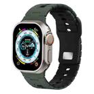 For Apple Watch 46mm / 49mm / 45mm / 44mm I-Shape Two-color Liquid Silicone Watch Band(Army Green Black) - 1