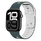 For Apple Watch 42mm / 41mm / 40mm / 38mm I-Shape Two-color Liquid Silicone Watch Band(Dark Green White) - 1