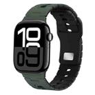 For Apple Watch 42mm / 41mm / 40mm / 38mm I-Shape Two-color Liquid Silicone Watch Band(Army Green Black) - 1