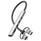 USB / Type-C / 8 Pin to PD, 2 x USB, 2 x Type-C HUB Adapter 5 in 1 Docking Station(Silver) - 1