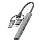 USB / Type-C / 8 Pin to 3.5mm, PD, 2 x USB, Type-C HUB Adapter 5 in 1 Docking Station(Grey) - 1