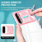 For Samsung Galaxy A26 5G Clear Acrylic + PC + TPU Lens Sliding Cover Full Coverage Phone Case(Pink+Cyan) - 3