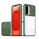 For Samsung Galaxy A26 5G Clear Acrylic + PC + TPU Lens Sliding Cover Full Coverage Phone Case(Olive Green) - 1