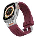 For Apple Watch 46mm / 49mm / 45mm / 44mm Tuobuzhe Oval Holes Silicone Watch Band(Wine Red) - 1