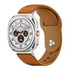 For Samsung Galaxy Watch Ultra / Ultra 2025 xDfind Rivet Buckle Genuine Leather Watch Band(Brown White Thread) - 1