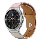 For Samsung Galaxy Watch8 / 8 Classic xDfind Rivet Buckle Genuine Leather Watch Band(Pink White) - 1