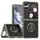 For OPPO Find N2 Flip Q Shadow 1 Series TPU + PC Phone Case with Ring(Army Green) - 1