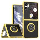 For OPPO Find N2 Flip Q Shadow 1 Series TPU + PC Phone Case with Ring(Yellow) - 1