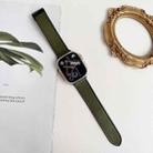 For Apple Watch 46mm / 49mm / 45mm / 44mm Nappa Magnetic Buckle Leather Silicone Watch Band(Army Green) - 2
