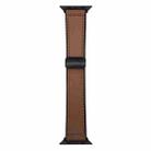 For Apple Watch 46mm / 49mm / 45mm / 44mm Nappa Magnetic Buckle Leather Silicone Watch Band(Brown) - 1