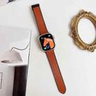 For Apple Watch 46mm / 49mm / 45mm / 44mm Nappa Magnetic Buckle Leather Silicone Watch Band(Brown) - 2
