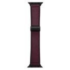 For Apple Watch 42mm / 41mm / 40mm / 38mm Nappa Magnetic Buckle Leather Silicone Watch Band(Wine Red) - 1