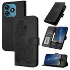 For Oukitel C51 Datura Flower Embossed Flip Leather Phone Case(Black) - 1