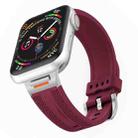 For Apple Watch 42mm / 41mm / 40mm / 38mm Tuobuzhe Woven Texture Silicone Watch Band(Wine Red) - 1