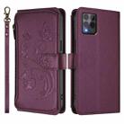 For T-Mobile Revvl 6 Pro 5G / 6X Pro 5G Butterfly Love Flower Multi-card Zipper Wallet Leather Phone Case(Dark Purple) - 2