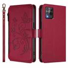 For T-Mobile Revvl 6 Pro 5G / 6X Pro 5G Butterfly Love Flower Multi-card Zipper Wallet Leather Phone Case(Wine Red) - 2