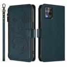 For T-Mobile Revvl 6 Pro 5G / 6X Pro 5G Butterfly Love Flower Multi-card Zipper Wallet Leather Phone Case(Dark Green) - 2