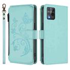 For T-Mobile Revvl 6 Pro 5G / 6X Pro 5G Butterfly Love Flower Multi-card Zipper Wallet Leather Phone Case(Mint Green) - 2