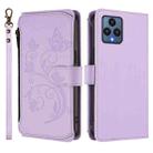 For T-Mobile Revvl 6 / 6X / T Phone 5G Butterfly Love Flower Multi-card Zipper Wallet Leather Phone Case(Light Purple) - 2
