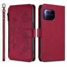 For T-Mobile Revvl 7 Pro / T Phone 2 Pro Butterfly Love Flower Multi-card Zipper Wallet Leather Phone Case(Wine Red) - 2