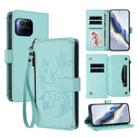 For T-Mobile Revvl 7 Pro / T Phone 2 Pro Butterfly Love Flower Multi-card Zipper Wallet Leather Phone Case(Mint Green) - 1