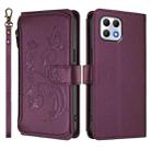 For T-Mobile Revvl 7 / T Phone 2 5G Butterfly Love Flower Multi-card Zipper Wallet Leather Phone Case(Dark Purple) - 2