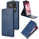 For Oukitel C60 / C60 Pro Magnetic Vertical Flip Leather Phone Case with Buckle(Blue) - 1