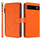 For Google Pixel 6a Butterfly Love Flower Multi-card Zipper Wallet Leather Phone Case(Orange) - 2