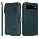 For Google Pixel 6a Butterfly Love Flower Multi-card Zipper Wallet Leather Phone Case(Dark Green) - 2